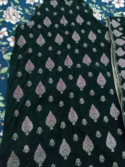 velvet embroidery 3 pc dress