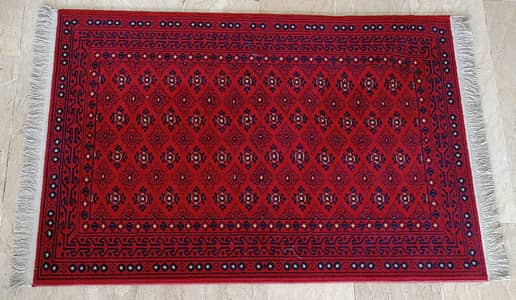 Hand-Knitted Afghan Mouri / Bukhara Design Rug for Sale!