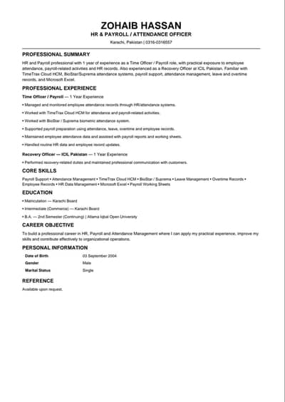 HR and Payroll/ Attendance Assistance