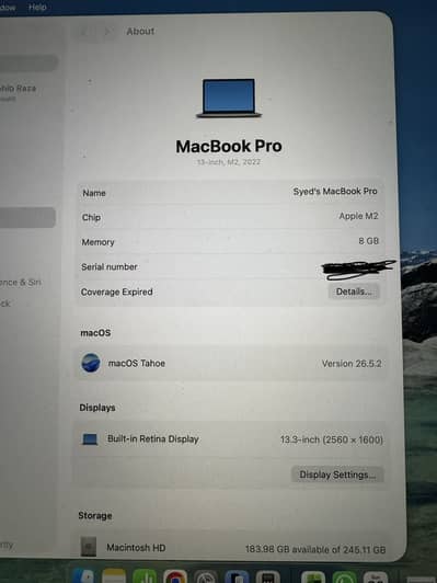 Macbook Pro 13 inch M2