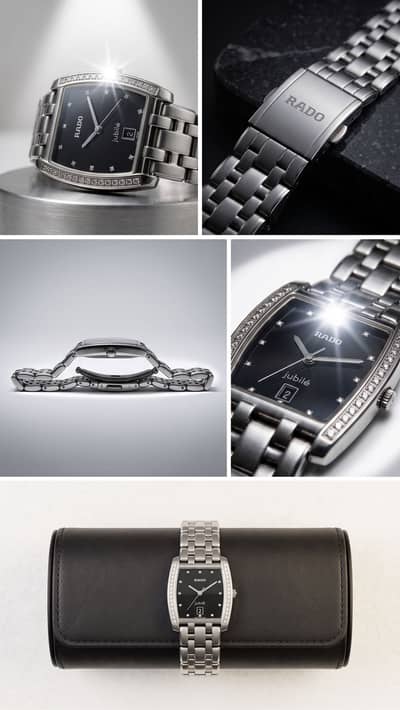 Rado Diastar Jubilè - Silver Rectangle Stone-Studded Dial