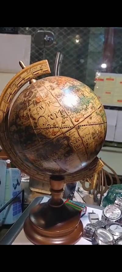 world map globe made in fine wood