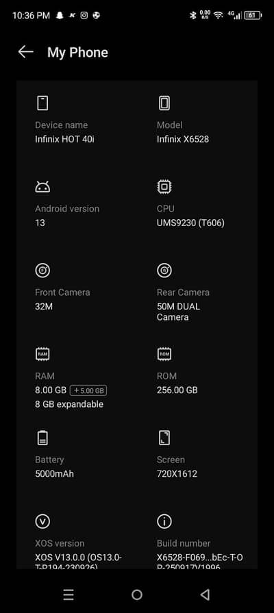 Infinix Hot 40i Official PTA approved Front 32M 50MDual Ram 8GB ROM256