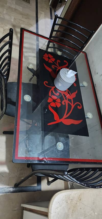 Glass top dining table with 4 chairs