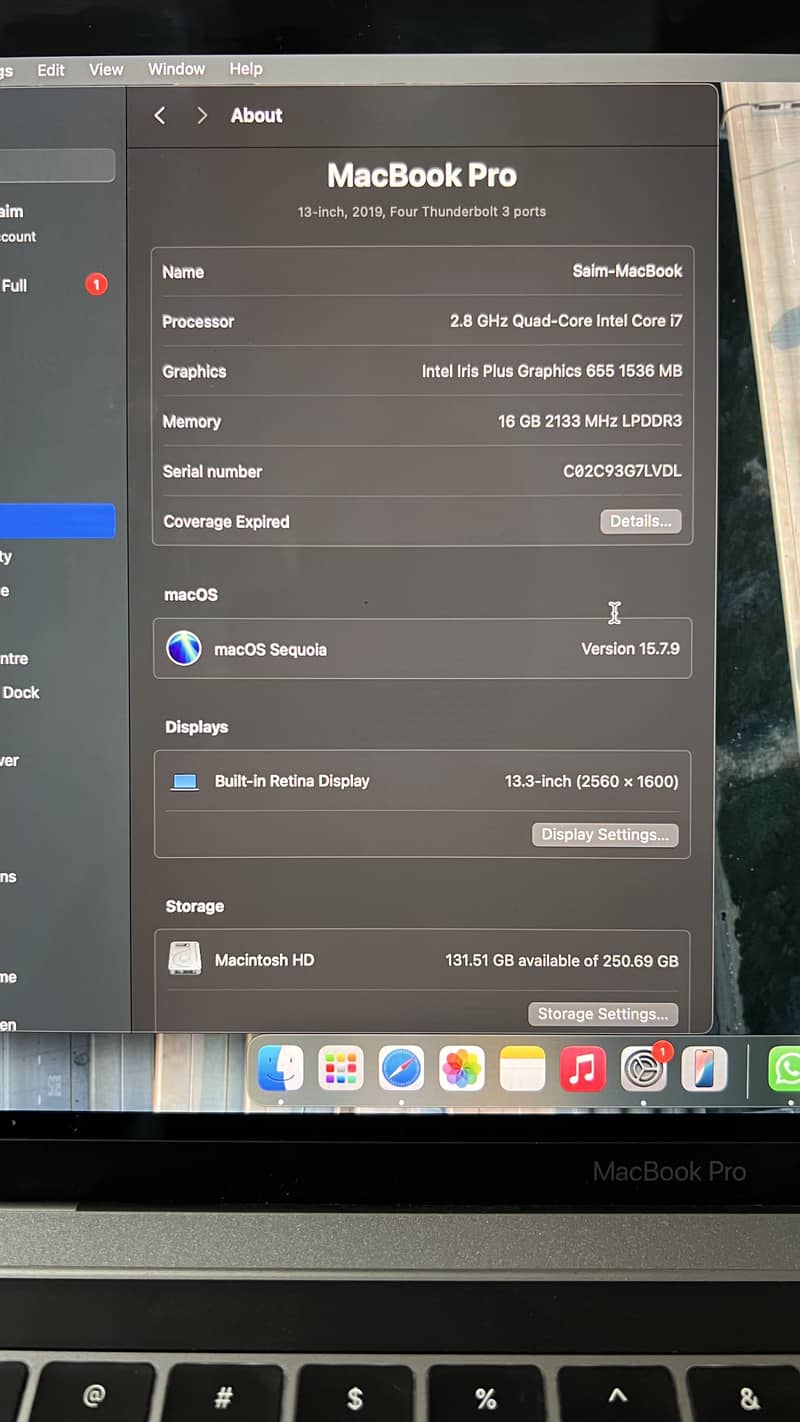 Macbook pro 2019 8
