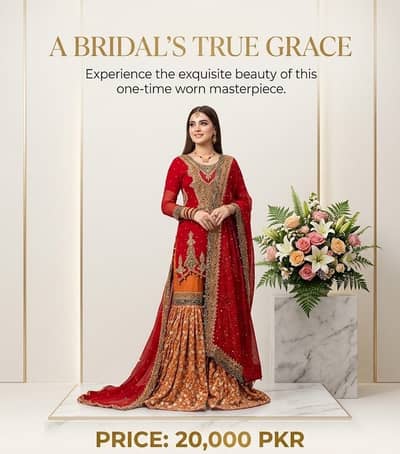 Elegant red bridal dress one time worn premium wedding wear