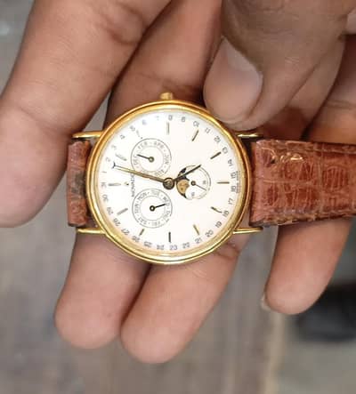Vintage Movado Triple Calendar Moonphase Quartz Watch