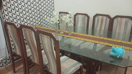 8-Seater Wooden Dining Table Set – Excellent Condition