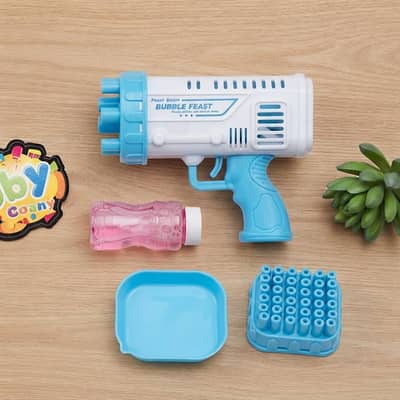 Electric Bubble Bazooka Pro 2 in 1 Toy Gun With liquid Solution Kids