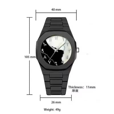 Men's carbon fiber watch black marble dial chronograph