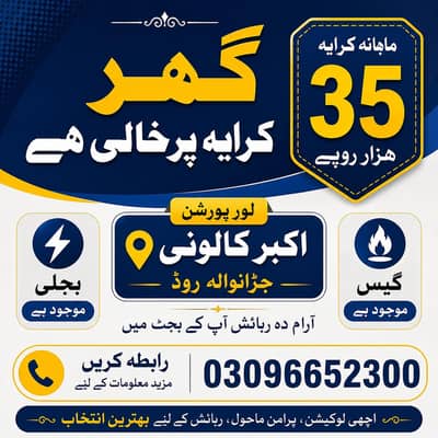 House portion for rent 03096652300