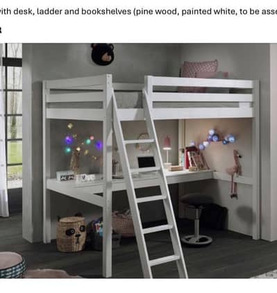 Kids Loft Bed with Desk & Bookshelf – Pine Wood
