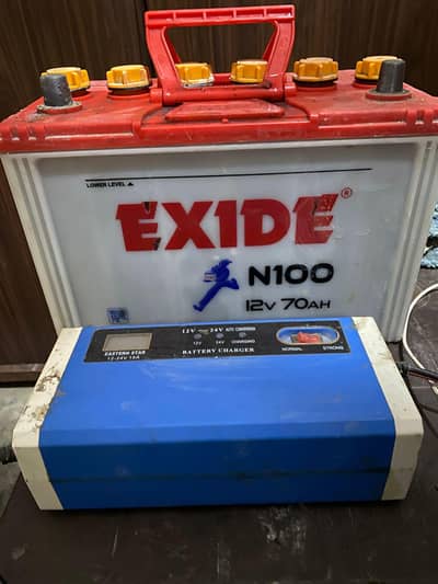 EXIDE N100 12v70 Ah With Big Charger