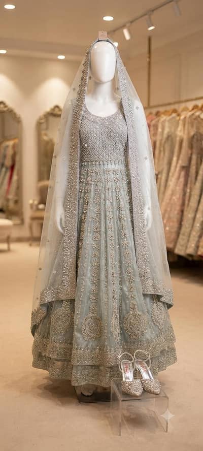 Beautiful ice blue Walima Dress – Complete Set
