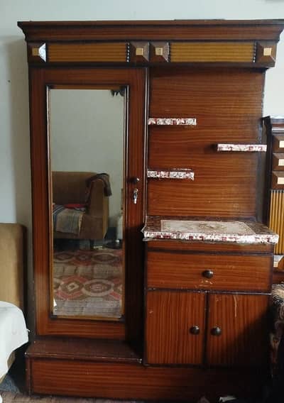 Beautiful Wooden Dressing Table with Wardrobe & Mirror