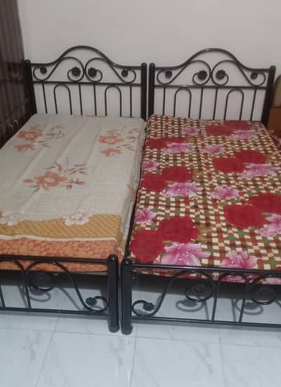 Two Single Iron Bed and Dressing