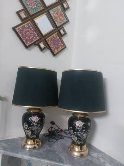 Pair of Elegant Black & Gold Floral Table Lamps – Premium Home Decor