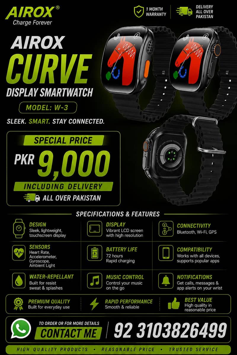 Airox Cursive display Smart Watch 0