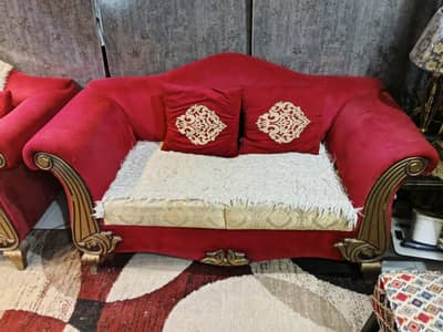 6 seater red + white sofa for sale