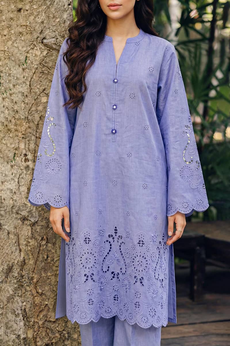 Solid Embroidered Lawn Stitched 2 Piece. 0