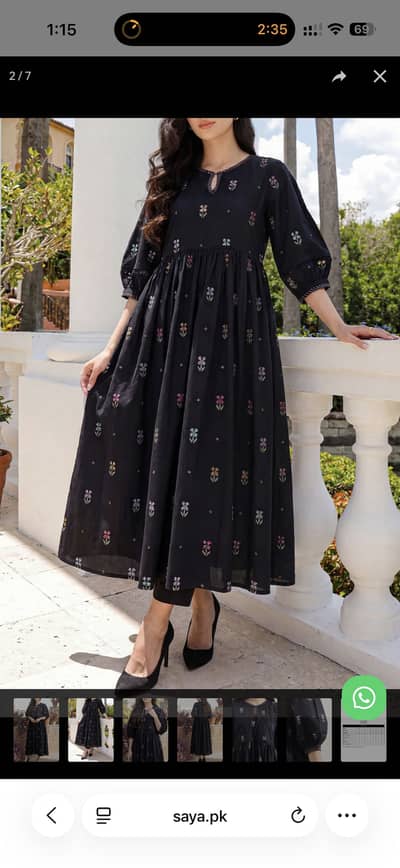 SAYA Original Solid Embroidered Cambric Stitched Dress – Brand New