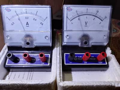 NASC Analog Voltmeter 3V/15V + Ammeter 0.6A/3A Lab Meter Set