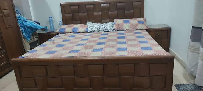 Wooden walnut bed set