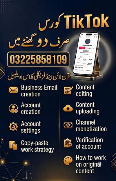 TikTok Learn In 2 Hurs Online and Phisicaly