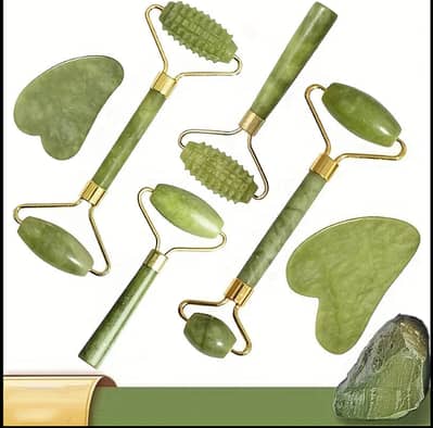 **Gua Sha Jade Face & Neck Massager Roller – Skin Care & Facial Massa