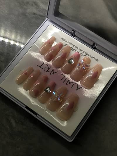 Pink Fancy Nails 12 pcs