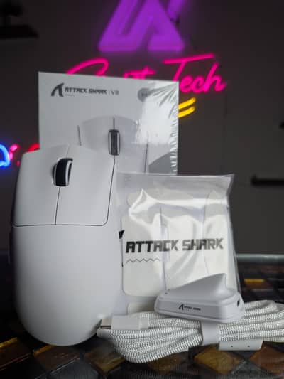 Attackshark V8 White (8K Polling Rate) Wireless Gaming Mouse