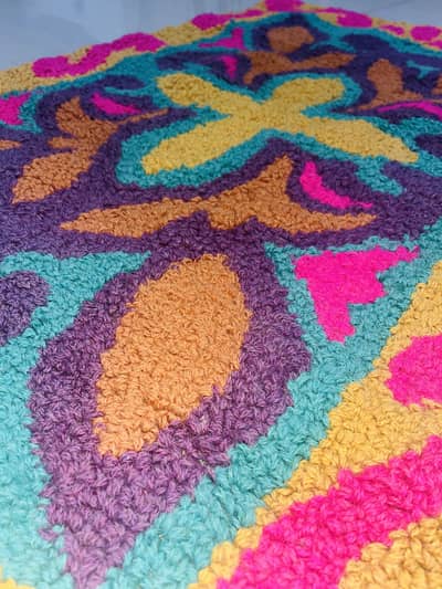 Handmade Mandela Art themed rug | home decor | hooking technique