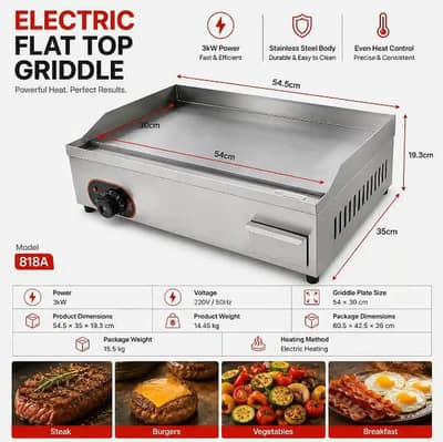 Commercial Electric Flat Hotplate Griddle 11x21inches Steel HotPlate