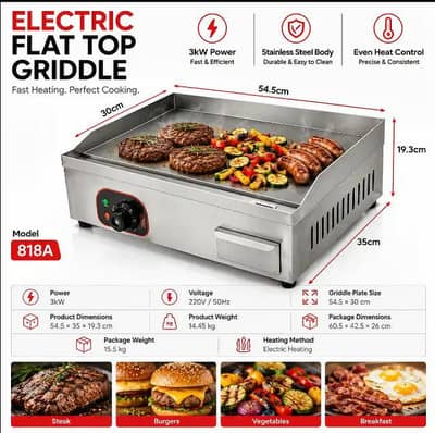 Commercial Electric Flat Hotplate Griddle 11x21inches Steel HotPlate