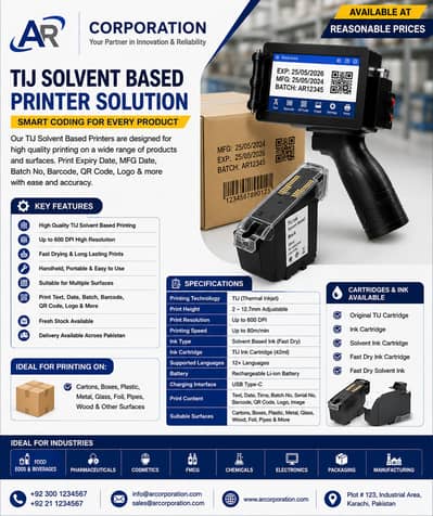 TIJ Thermal Inkjet Printer | Handheld Expiry Date & Batch Coding Mach