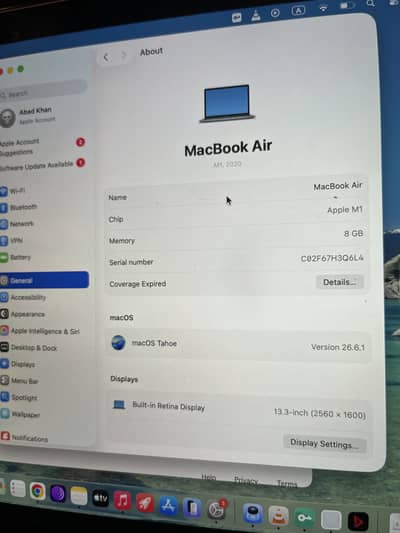 MacBook Air M1 Chip (8/256 GB) 10/10 condition (Urgent needed)