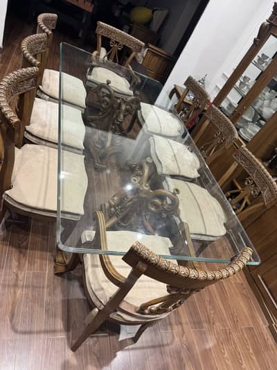 8 seater dining table with glass top