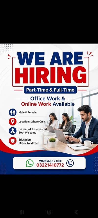 MALE AND FEMALES STAFF REQUIRE