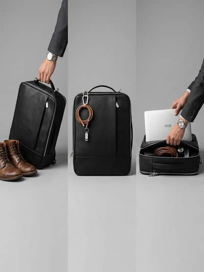 HUB Premium Leather Laptop Backpack / Briefcase – Like New