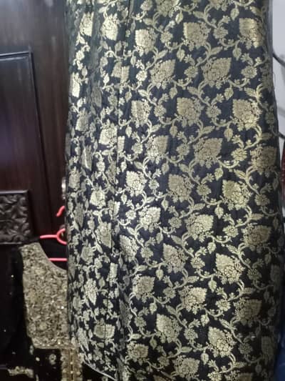 handwork coat with banarsi inner long open frock