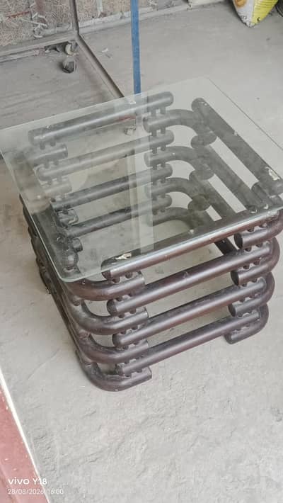 wooden and glass nesting table/coffee table