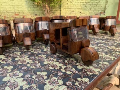 Handmade Wooden Rickshaw | Unique Wooden Auto Rickshaw | Home Decor