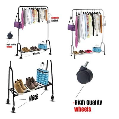 Heavy Duty Clothes Hanging Rack with Shoe Rack