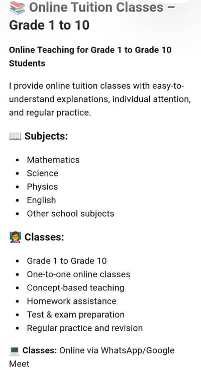 Online tutoring