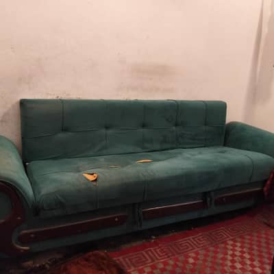 green color sofa