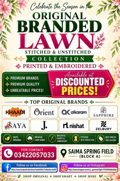 Original branded lawn collection ( Different well known brands)