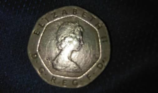 Elizabeth II D. G. R E G. F. D. Twenty pence 20 1982