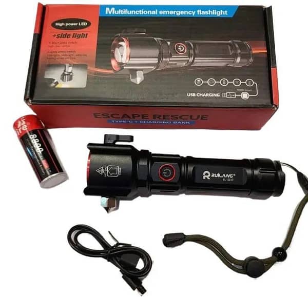 ABD 2-in-1 Emergency Flashlight and Power Bank — Waterproof LED Torch with 1 KM Range
