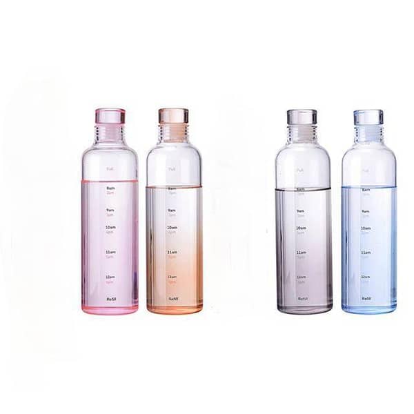 500ml Glass Bottle With Time Marker Cover For Water Drinks Transparent Milk Juice Simple Cup Birthday Gift