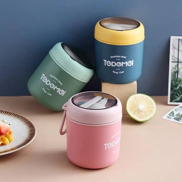 Mini Thermal Lunch Box  Food Container with Spoon Stainless Steel Vaccum Cup for kids School  Insulated Lunch Box